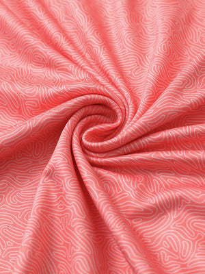 Fabric close-up of Everyday performance print polo with lightweight texture in candy pink line
