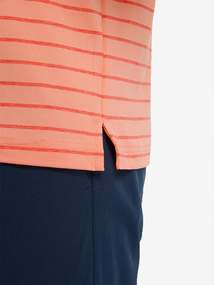 Non-Curl Ribbed Collar Striped Polo Shirts