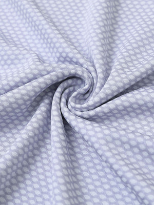 Close-up of lavender your favorite jacquard polo fabric showing textured knit and soft finish.