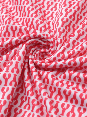 Texture detail of Performance jersey print polo with soft stretch in red lobster