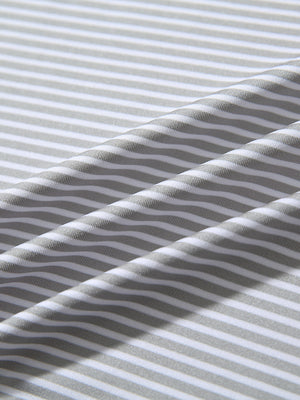 Fabric detail of Performance cooling polo - youth with breathable feel in grey white stripe