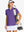 Front half-body of model in PURPLE Women's Performance Solid Polo holding golf club