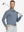 Model holding golf club wearing Skin-friendly long sleeve melange polo in clean demin blue heather