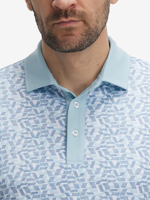 Stylish Full Print Contrast Collared Golf Polo Shirts