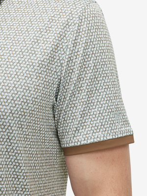 Stylish Full Print Contrast Collared Golf Polo Shirts