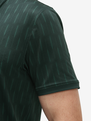 Stylish Full Print Contrast Collared Golf Polo Shirts