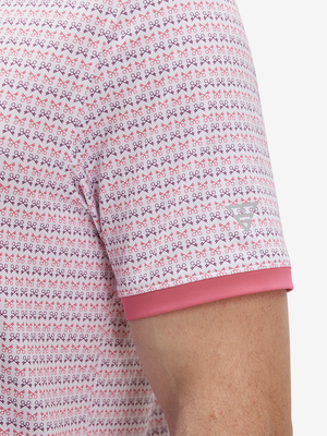 Stylish Full Print Contrast Collared Golf Polo Shirts