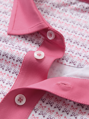 Stylish Full Print Contrast Collared Golf Polo Shirts