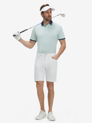 Polo de manga corta Dry Fit con cuello y puños acanalados