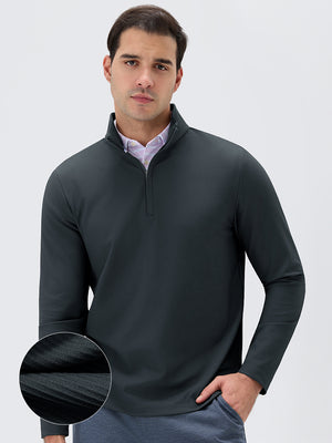 Ribbed Texture Nylon Quarter Zip Pullover