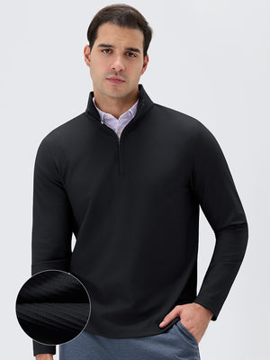 Ribbed Texture Nylon Quarter Zip Pullover
