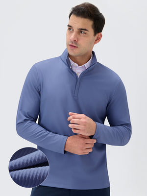Ribbed Texture Nylon Quarter Zip Pullover