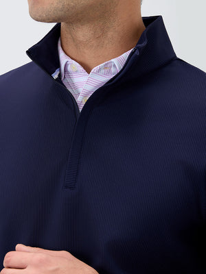 Ribbed Texture Nylon Quarter Zip Pullover