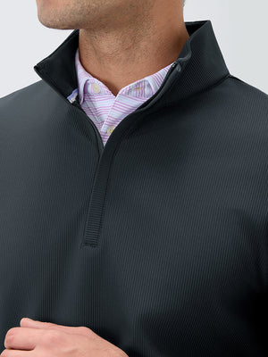 Ribbed Texture Nylon Quarter Zip Pullover