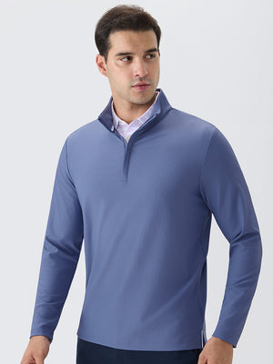 Ribbed Texture Nylon Quarter Zip Pullover