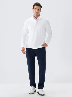 Ribbed Texture Nylon Quarter Zip Pullover