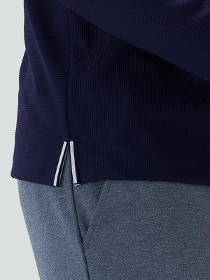 Ribbed Texture Nylon Quarter Zip Pullover