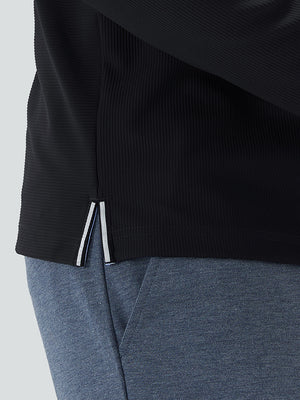 Ribbed Texture Nylon Quarter Zip Pullover