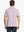 Back half-body shot of model showcasing the back of Sport Fit Stripe Polo in Pink Stripe