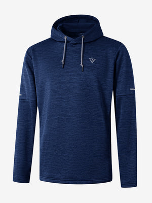3D rendering of cobalt heather Heather Fleece Hoodies Pullover, showcasing the realistic texture and fit of the garment