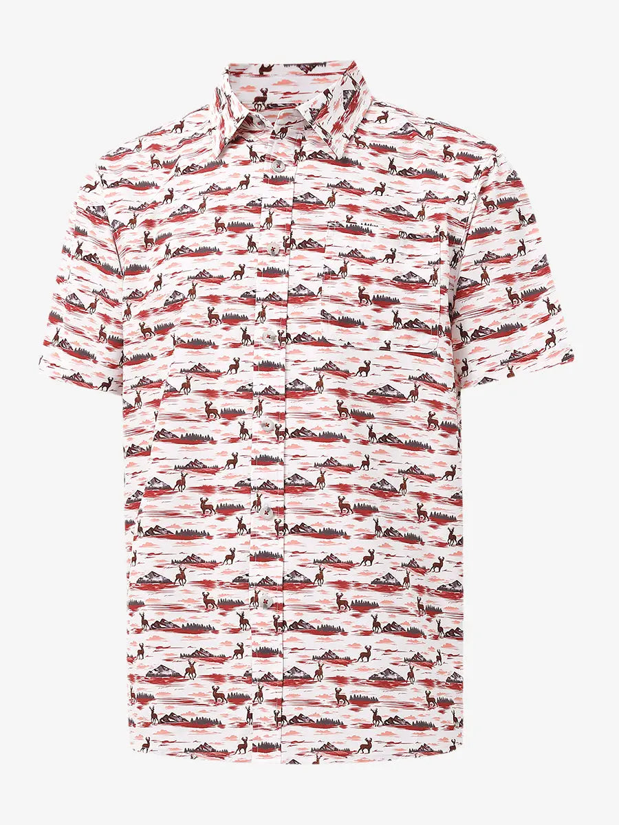 3D display of SUNSET ELK Stylish Printing Summer Shirt.