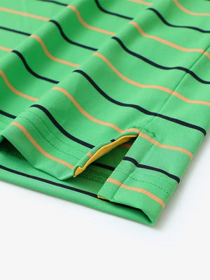 Side slit hem detail on GREEN STRIPE Stylish Performance Golf Polo — clean and functional finish
